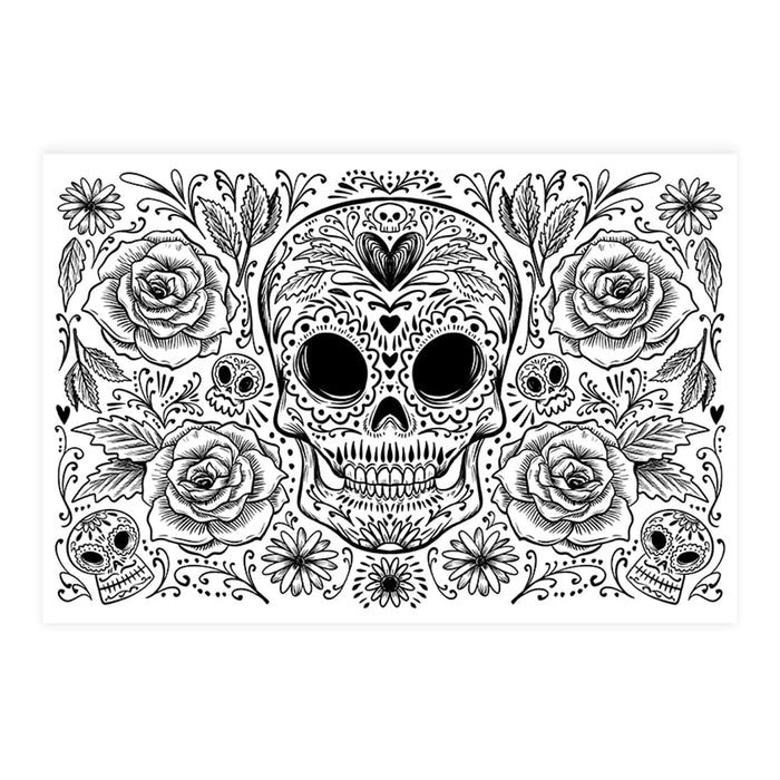 Set of 8 Halloween Disposable Cardstock Paper Placemats for Dining and Decor-Set of 8-Andaz Press-Day of the Dead-