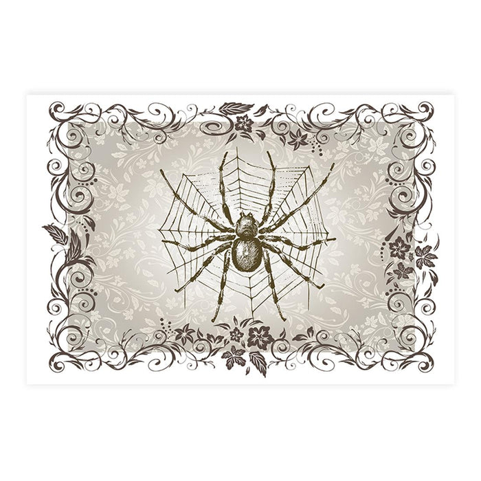 Set of 8 Halloween Disposable Cardstock Paper Placemats for Dining and Decor-Set of 8-Andaz Press-Vintage Spider Elegance-