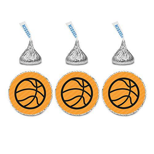 Sports Birthday Shapes Hershey's Kisses Stickers-Set of 216-Andaz Press-Basketball-