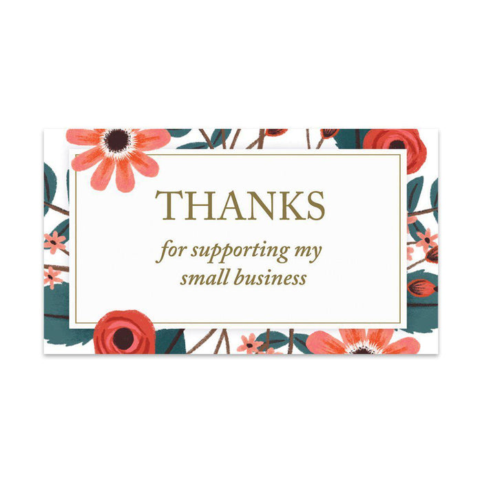 Thank You for Supporting My Small Business Cards-Set of 100-Andaz Press-Abstract Coral Flowers-