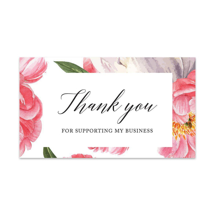 Thank You for Supporting My Small Business Cards-Set of 100-Andaz Press-Coral Blooms-