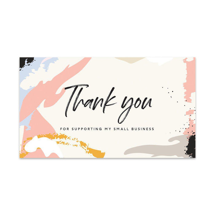 Thank You for Supporting My Small Business Cards-Set of 100-Andaz Press-Coral and Grey Abstract-