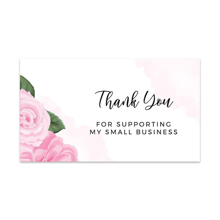 Thank You for Supporting My Small Business Cards-Set of 100-Andaz Press-Pink Rose Design-