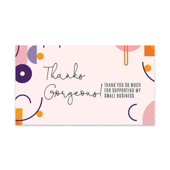 Thank You for Supporting My Small Business Cards-Set of 100-Andaz Press-Purple and Orange Abstract Shapes-
