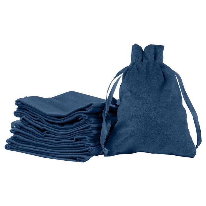 Velvet Drawstring Favor Bags, Set of 25-Set of 25-Andaz Press-5" x 7"-Navy Blue-