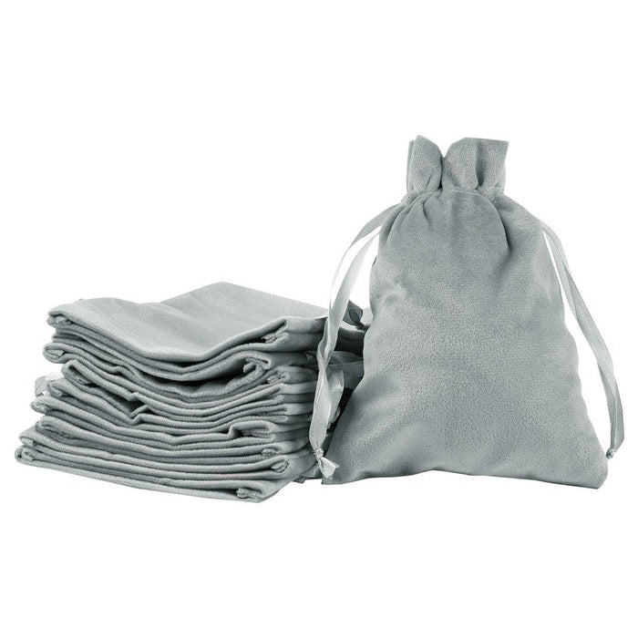 Velvet Drawstring Favor Bags, Set of 25-Set of 25-Andaz Press-5" x 7"-Slate Gray-