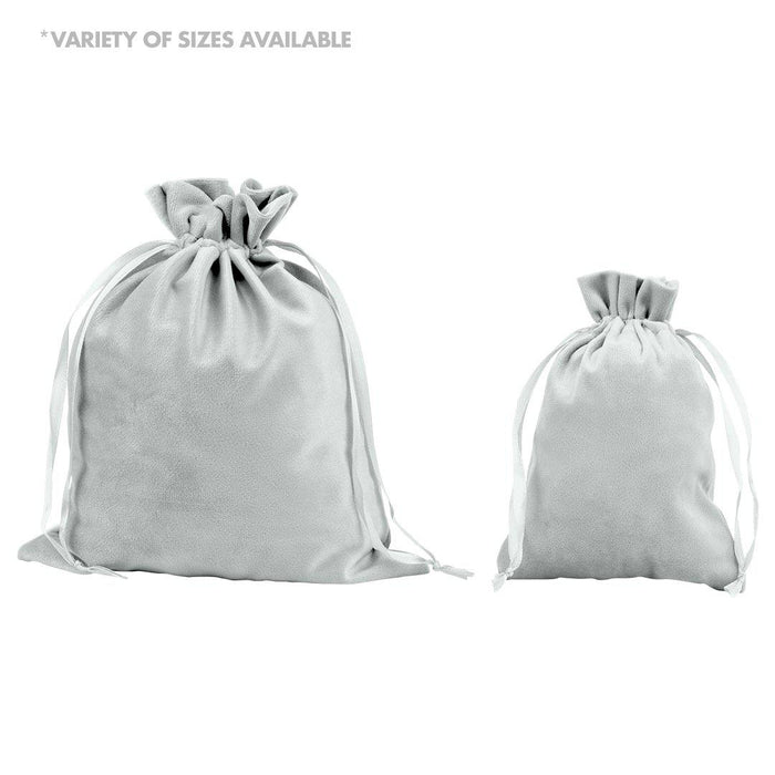 Velvet Drawstring Favor Bags, Set of 25-Set of 25-Andaz Press-5" x 7"-Ivory-