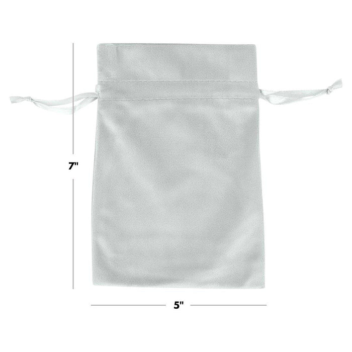 Velvet Drawstring Favor Bags, Set of 25-Set of 25-Andaz Press-5" x 7"-Ivory-