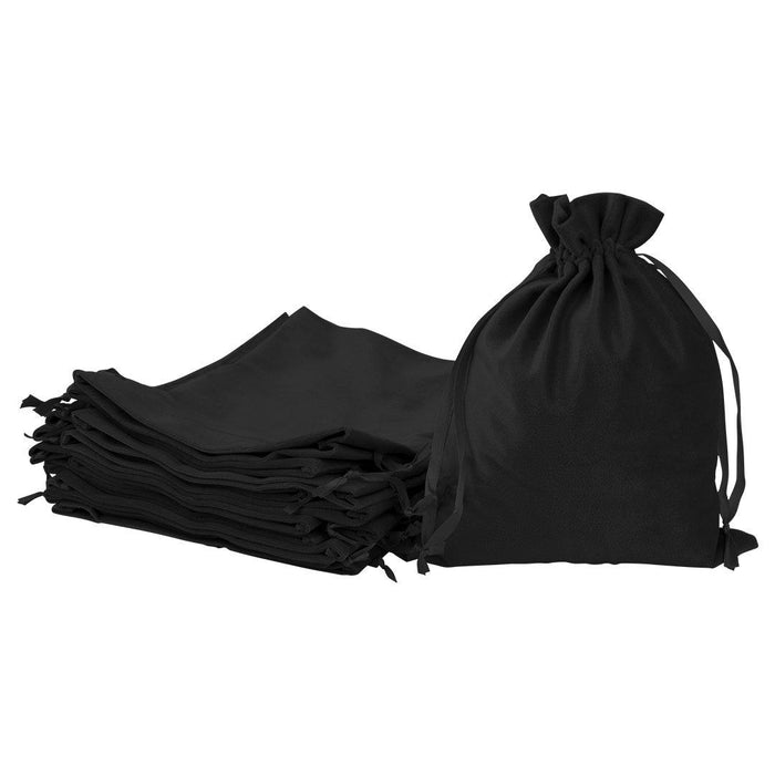 Velvet Drawstring Favor Bags, Set of 25-Set of 25-Andaz Press-8" x 10"-Black-