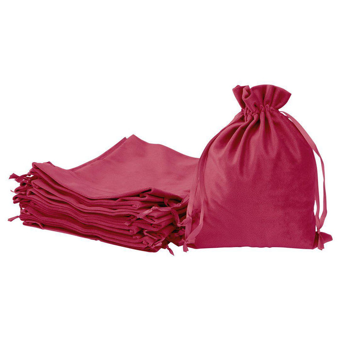 Velvet Drawstring Favor Bags, Set of 25-Set of 25-Andaz Press-8" x 10"-Burgundy-