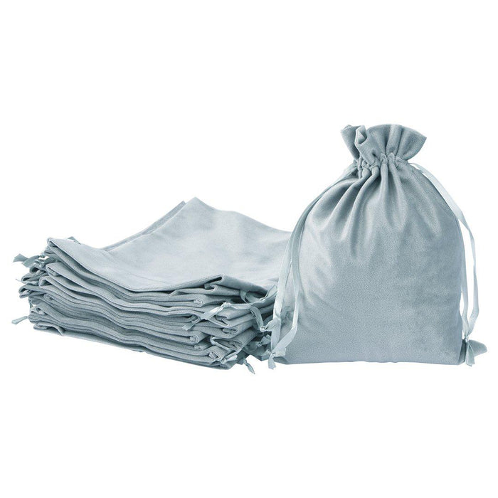 Velvet Drawstring Favor Bags, Set of 25-Set of 25-Andaz Press-8" x 10"-Dusty Blue-