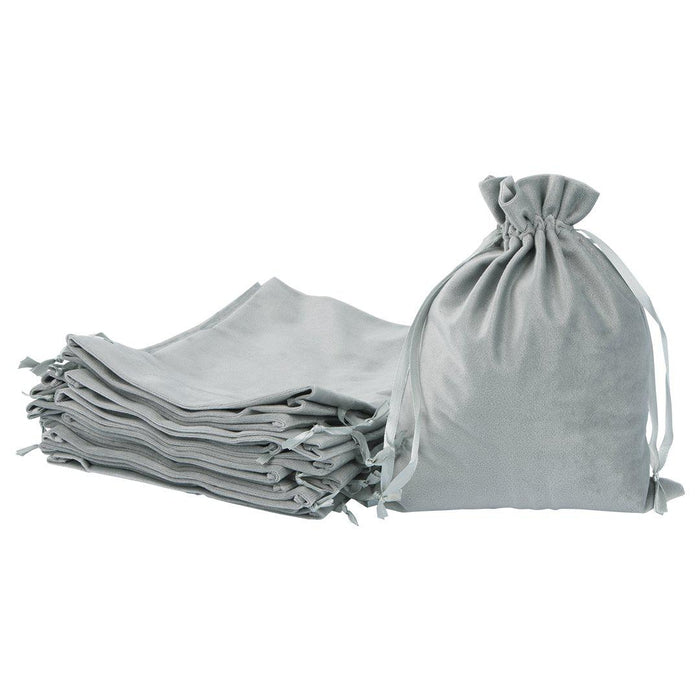 Velvet Drawstring Favor Bags, Set of 25-Set of 25-Andaz Press-8" x 10"-Slate Gray-