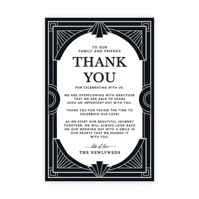 Wedding Thank You Place Setting Cards for Table Reception, Wedding Decoration Seating Design 1-Set of 56-Andaz Press-Art Deco-