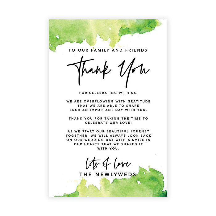 Wedding Thank You Place Setting Cards for Table Reception, Wedding Decoration Seating Design 1-Set of 56-Andaz Press-Ombre Green Watercolor-