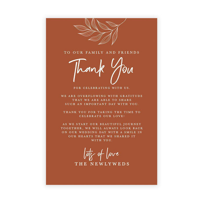 Wedding Thank You Place Setting Cards for Table Reception, Wedding Decoration Seating Design 1-Set of 56-Andaz Press-Terracotta-