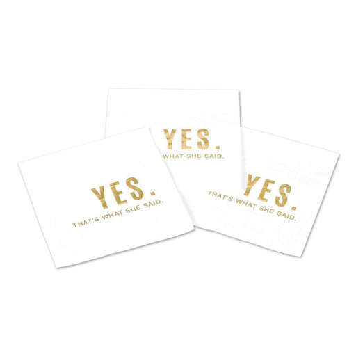 Yes That' What She Said Funny Cocktail Napkins-Set of 50-Andaz Press-Gold-