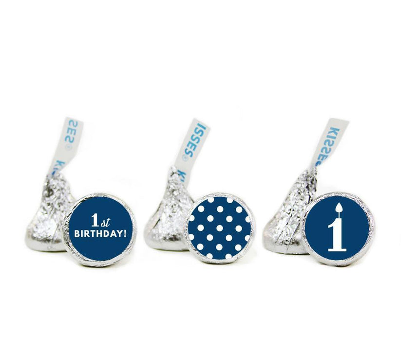 1st Birthday Hershey's Kisses Stickers-Set of 216-Andaz Press-Navy Blue-