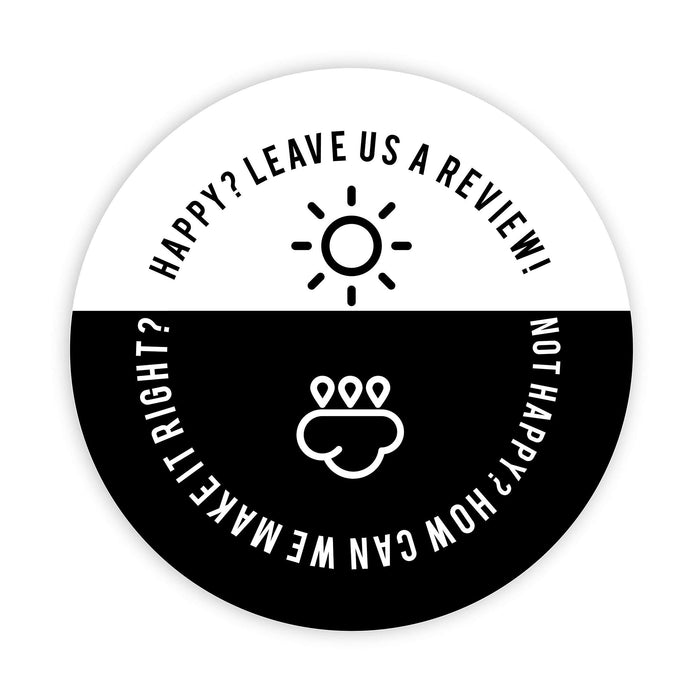 2-inch Round Small Business Sticker Labels-Set of 120-Andaz Press-Happy? Not Happy? White Sun-