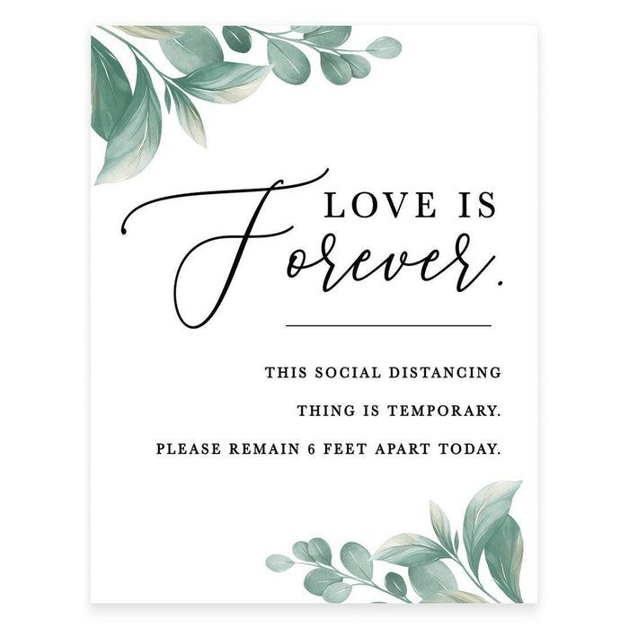 8.5 x 11 Inch Social Distance Wedding Party COVID Signs-Set of 1-Andaz Press-Love is Forever-