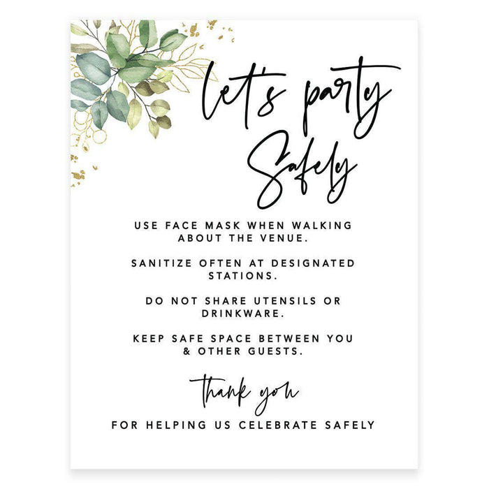 8.5 x 11 Inch Social Distance Wedding Party COVID Signs-Set of 1-Andaz Press-Party Safely-