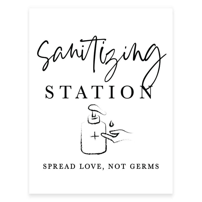 8.5 x 11 Inch Social Distance Wedding Party COVID Signs-Set of 1-Andaz Press-Sanitizing Station Sign-