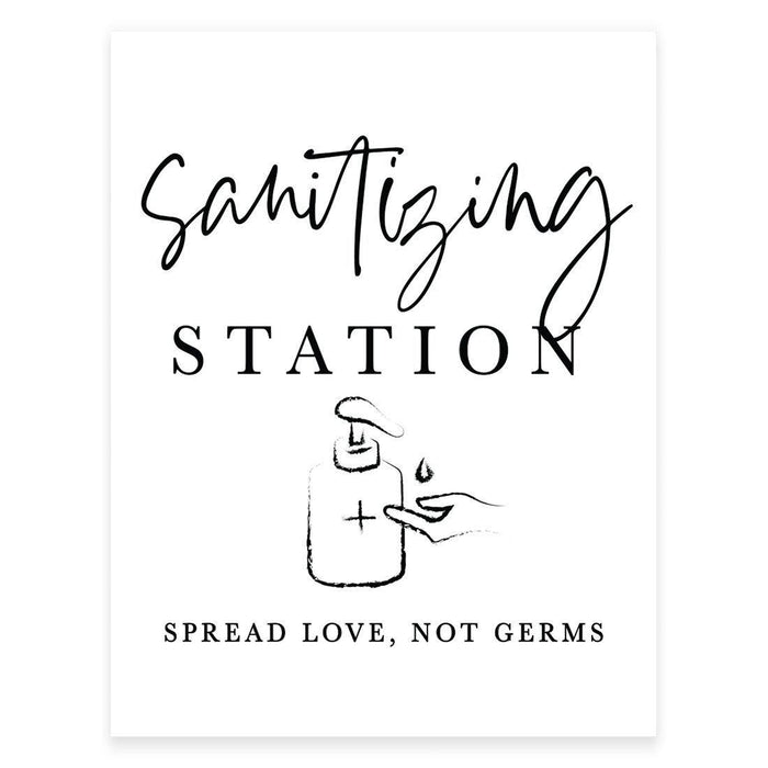 8.5 x 11 Inch Social Distance Wedding Party COVID Signs-Set of 1-Andaz Press-Sanitizing Station Sign-