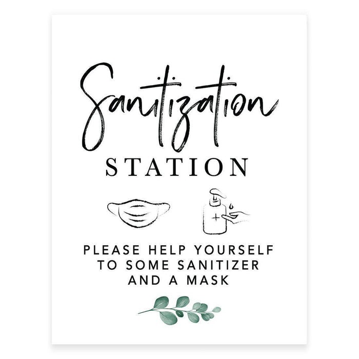 8.5 x 11 Inch Social Distance Wedding Party COVID Signs-Set of 1-Andaz Press-Station-
