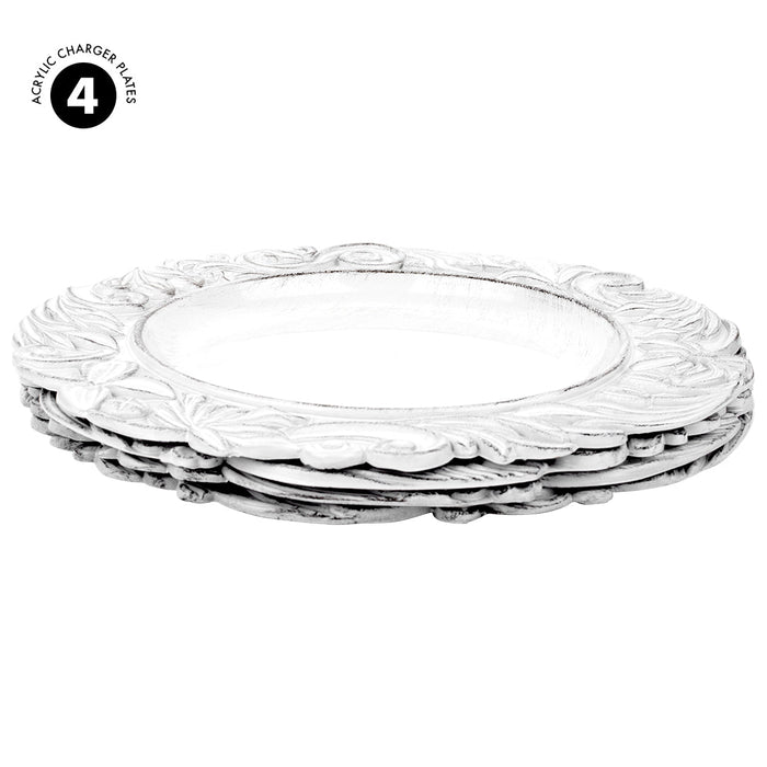 Acrylic Charger Plates Round Baroque-Set of 4-Koyal Wholesale-Bronze-