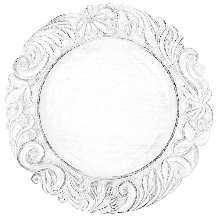 Acrylic Charger Plates Round Baroque-Set of 4-Koyal Wholesale-Antique White-