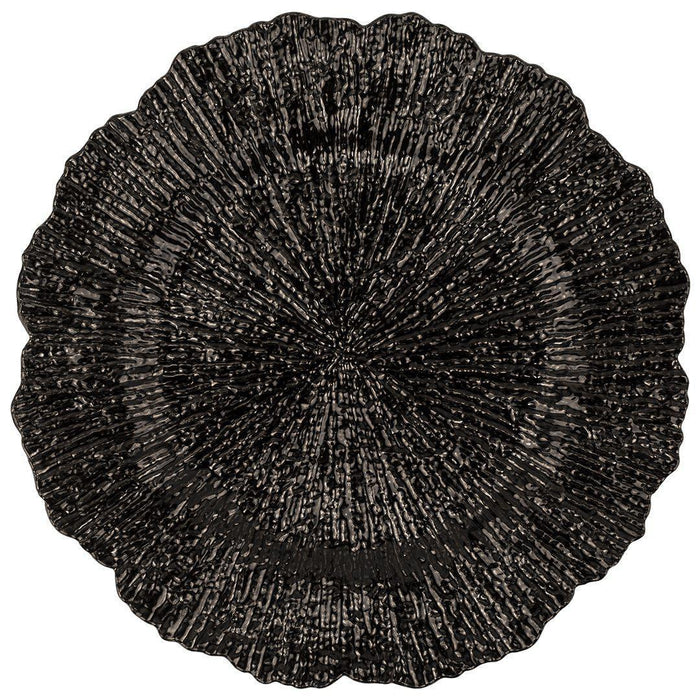 Acrylic Charger Plates Round Flora-Set of 6-Koyal Wholesale-Black-