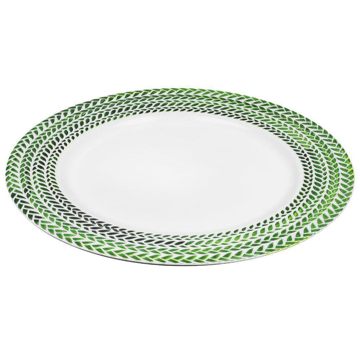 Acrylic Charger Plates Round Greenery Leaf Edge Design-Set of 4-Koyal Wholesale-Gold-