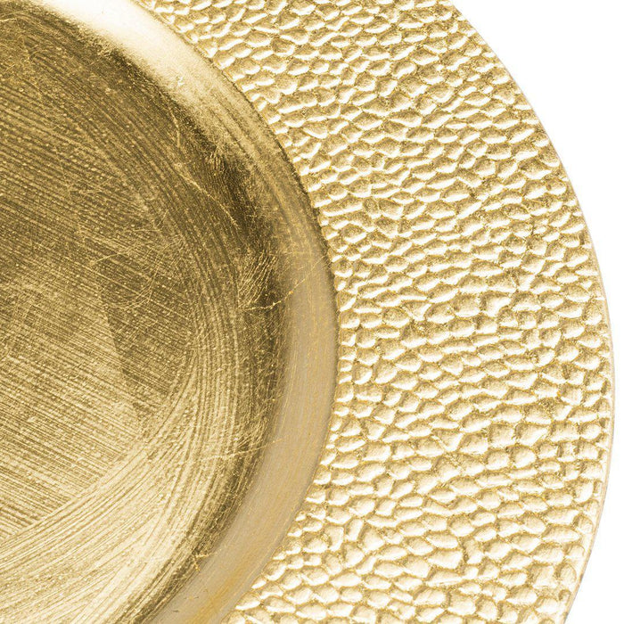 Acrylic Charger Plates Round Pebble Edge Rim-Set of 4-Koyal Wholesale-Gold-