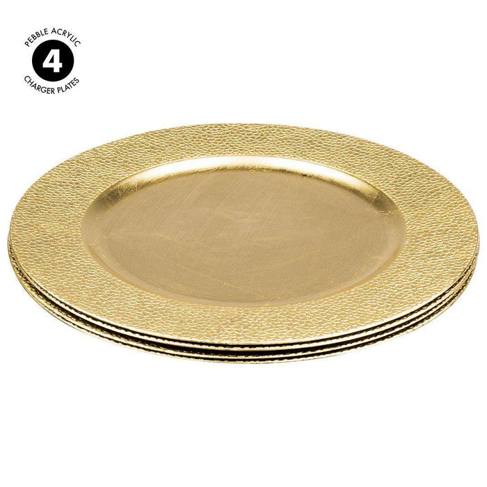 Acrylic Charger Plates Round Pebble Edge Rim-Set of 4-Koyal Wholesale-Gold-