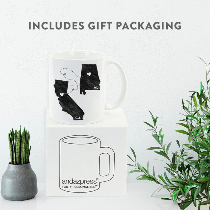 Andaz Press 11oz Black And White Modern California Long Distance Coffee Mug-Set of 1-Andaz Press-Alabama-