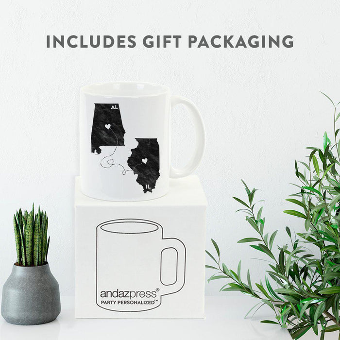 Andaz Press 11oz Black And White Modern Illinois Long Distance Coffee Mug-Set of 1-Andaz Press-Alabama-