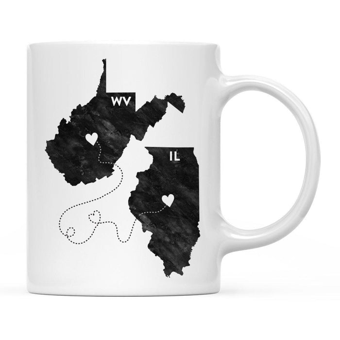 Andaz Press 11oz Black And White Modern Illinois Long Distance Coffee Mug-Set of 1-Andaz Press-West Virginia-