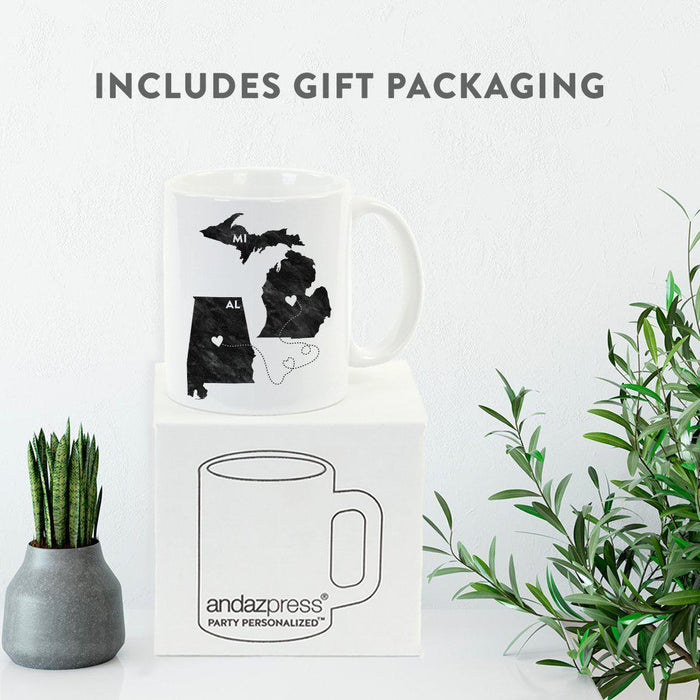 Andaz Press 11oz Black And White Modern Michigan Long Distance Coffee Mug-Set of 1-Andaz Press-Alabama-