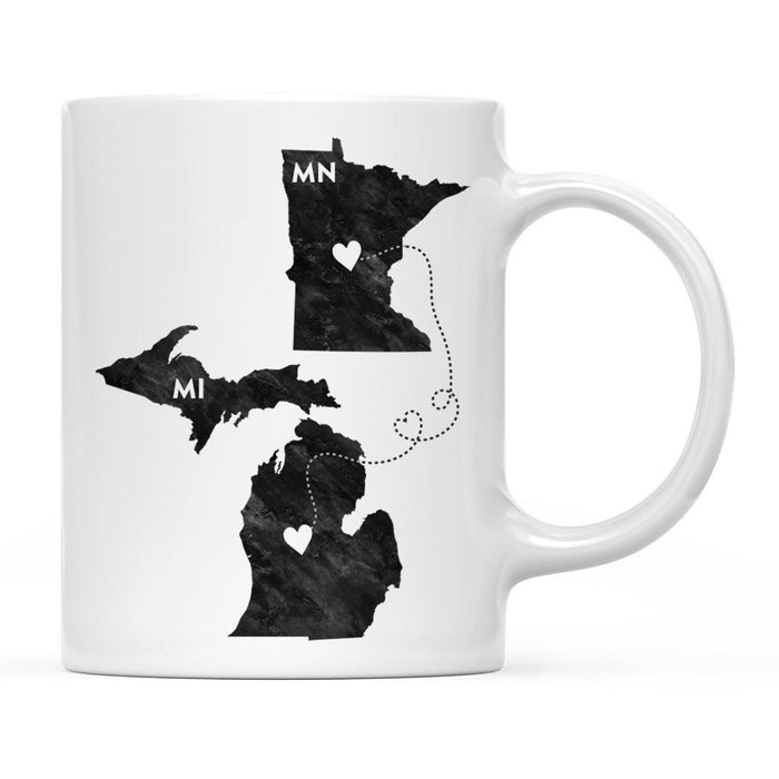 Andaz Press 11oz Black And White Modern Michigan Long Distance Coffee Mug-Set of 1-Andaz Press-Minnesota-