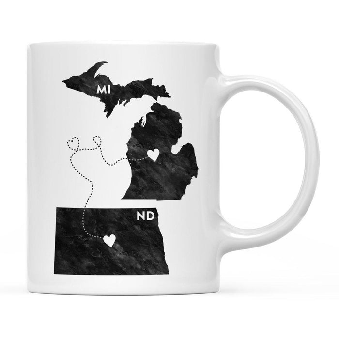 Andaz Press 11oz Black And White Modern Michigan Long Distance Coffee Mug-Set of 1-Andaz Press-North Dakota-