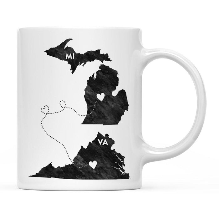 Andaz Press 11oz Black And White Modern Michigan Long Distance Coffee Mug-Set of 1-Andaz Press-Virginia-
