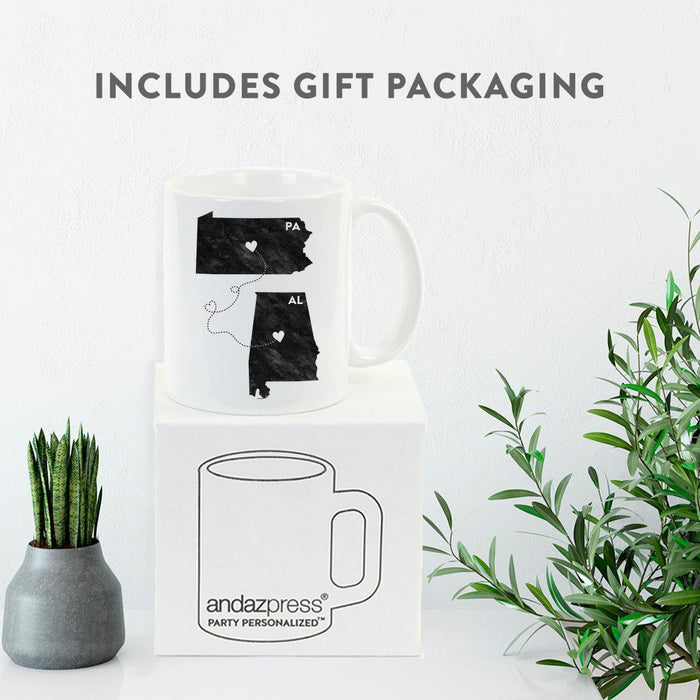 Andaz Press 11oz Black And White Modern Pennsylvania Long Distance Coffee Mug-Set of 1-Andaz Press-Alabama-