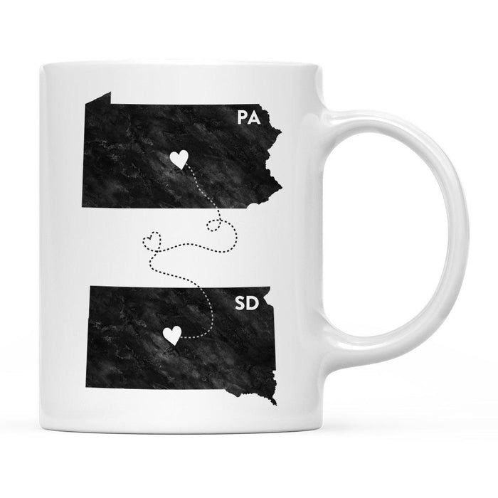 Andaz Press 11oz Black And White Modern Pennsylvania Long Distance Coffee Mug-Set of 1-Andaz Press-South Dakota-