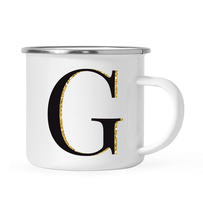 Andaz Press 11oz Black Faux Gold Glitter Monogram Campfire Coffee Mug-Set of 1-Andaz Press-G-