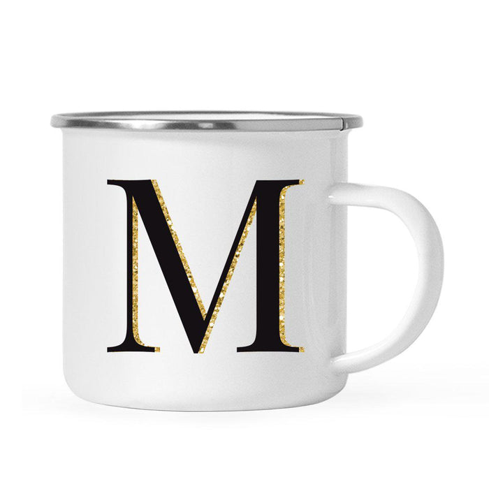 Andaz Press 11oz Black Faux Gold Glitter Monogram Campfire Coffee Mug-Set of 1-Andaz Press-M-