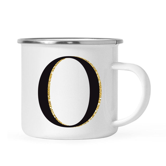 Andaz Press 11oz Black Faux Gold Glitter Monogram Campfire Coffee Mug-Set of 1-Andaz Press-O-