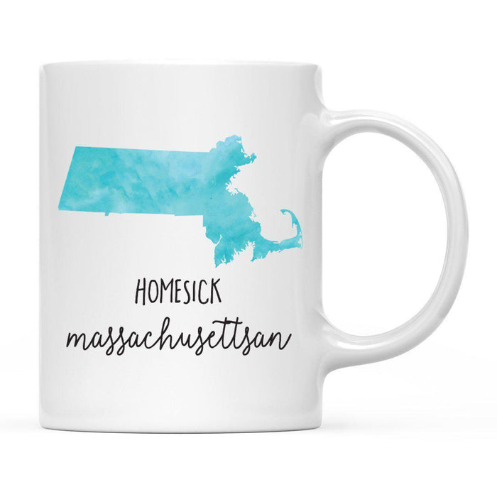 Andaz Press 11oz Black Homesick Watercolor US State Coffee Mug-Set of 1-Andaz Press-Massachusetts-