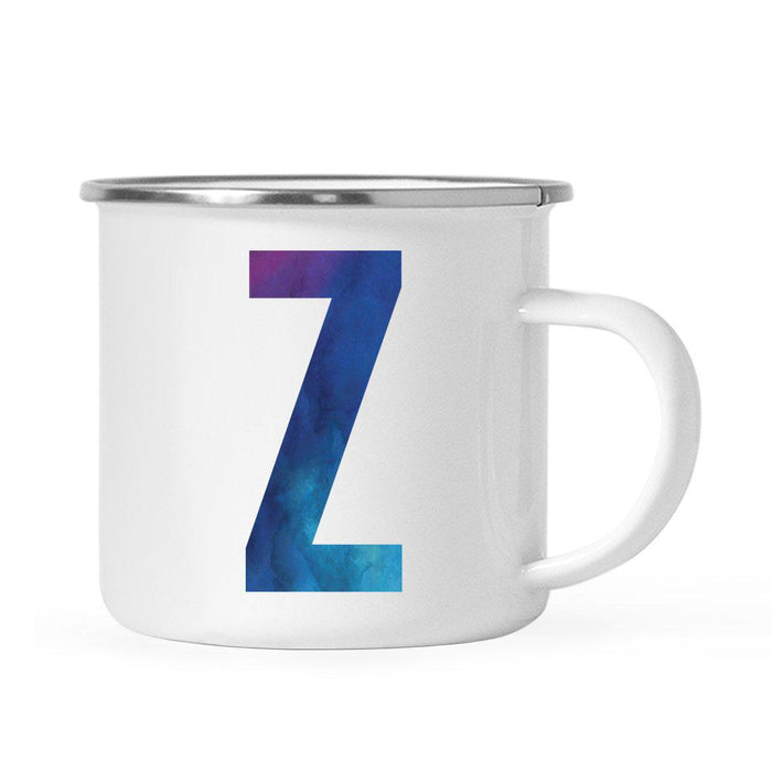 Andaz Press 11oz Blue Purple Watercolor Monogram Campfire Coffee Mug-Set of 1-Andaz Press-Z-