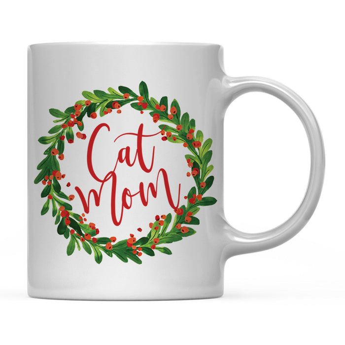 Andaz Press 11oz Christmas Red Berries Green Leaves Floral Wreath Coffee Mug-Set of 1-Andaz Press-Cat Mom-