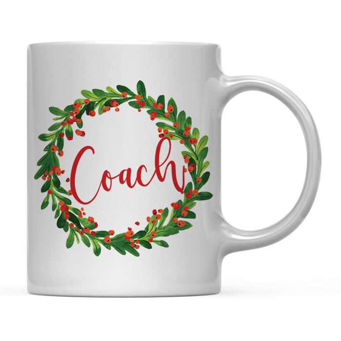 Andaz Press 11oz Christmas Red Berries Green Leaves Floral Wreath Coffee Mug-Set of 1-Andaz Press-Coach-