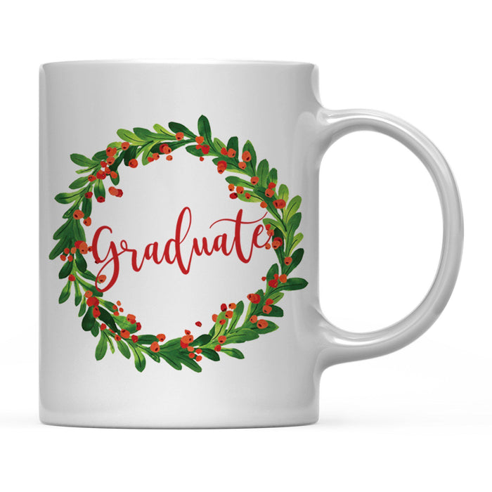Andaz Press 11oz Christmas Red Berries Green Leaves Floral Wreath Coffee Mug-Set of 1-Andaz Press-Graduate-